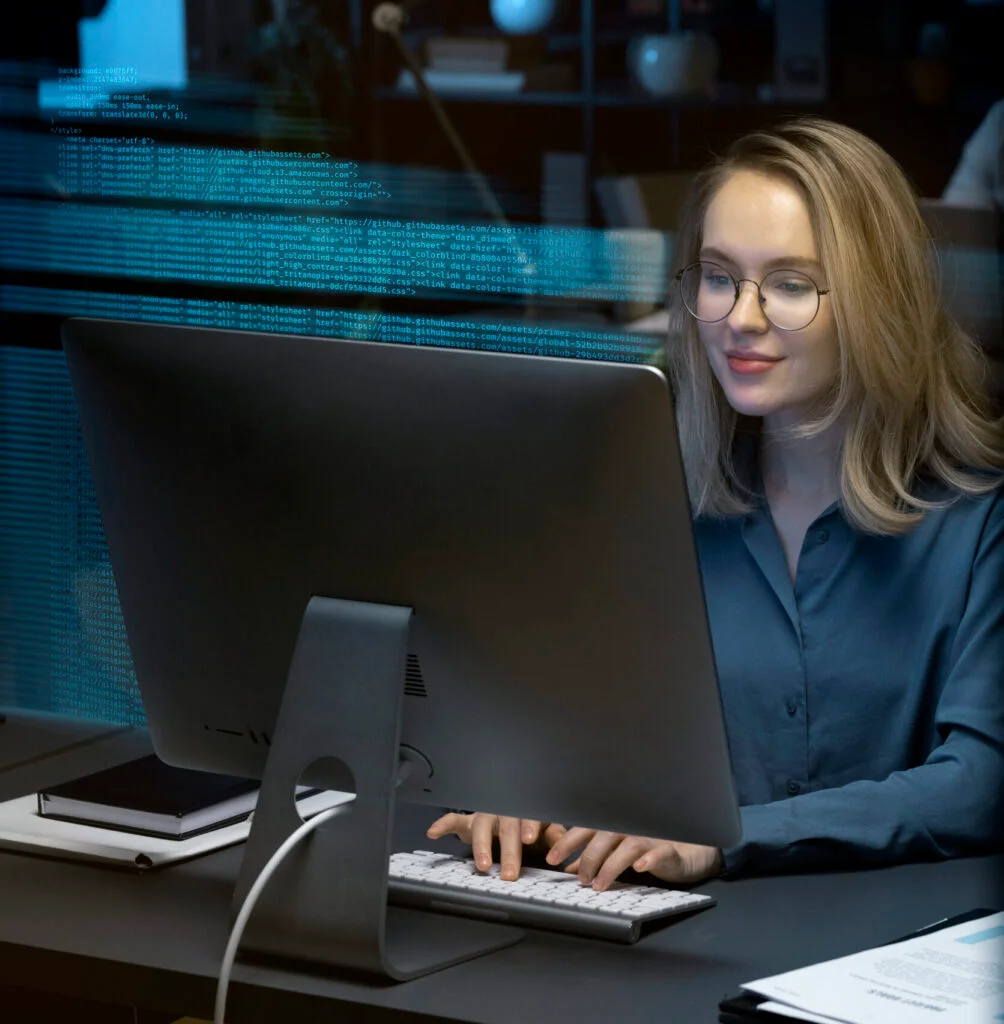 XEye-Security-Female-Expert-Working-on-a-PC